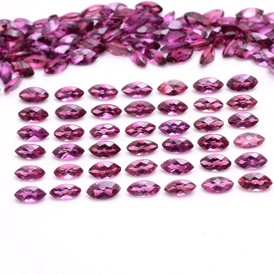 35 Pcs Natural Rhodolite Garnet Top Quality Marquise Checker Cut Gemtones Lot - Image 4 of 4