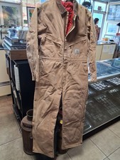 1989 Carhartt 996QZ Insulated Brown Duck Coveralls Red Lining Size 40S USA Made