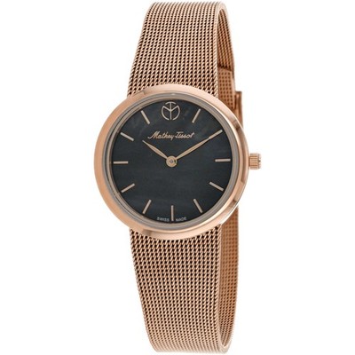 Mathey Tissot Women's Watch Milly Black MOP Dial Rose Gold Mesh Bracelet D403PN