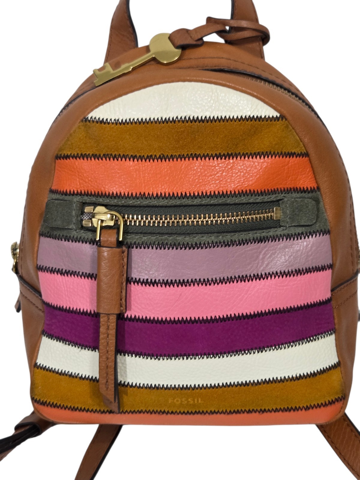 Fossil Megan Mini Backpack Bag Patchwork Rainbow … - image 14