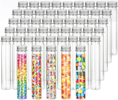 Plastic Test Tube with Screw Caps 65ml, 1'' x 6'' Tubes Aluminum Lids, CASE OF 50