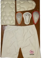 Cricket Boxer Short 30-32" Thigh Pads pair Abdominal Guard Short Groin Pouch Cup