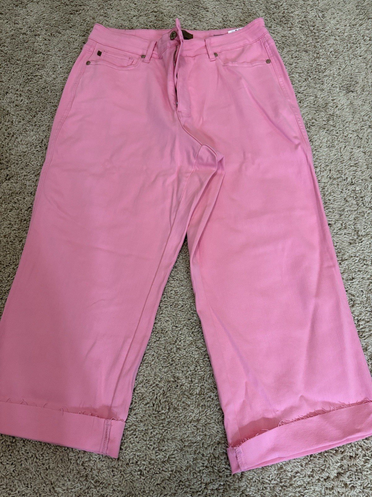 Judy Blue Pink Cropped Denim Jeans Women’s Plus 14W Solid 5-Pocket Logo