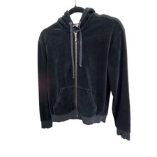 Y2K Juicy Couture Black Velour Hoodie Track Jacket ZipnWomen  s Small