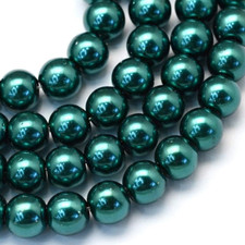 105Pcs/Strand 8Mm Teal Satin Luster Glass round Pearl Spacer Bead Loose Beads fo