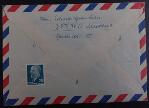 1966 Germany DDR airmail Cover ties 3 stamps cd Meerane-Magnolia - Bild 3 von 3