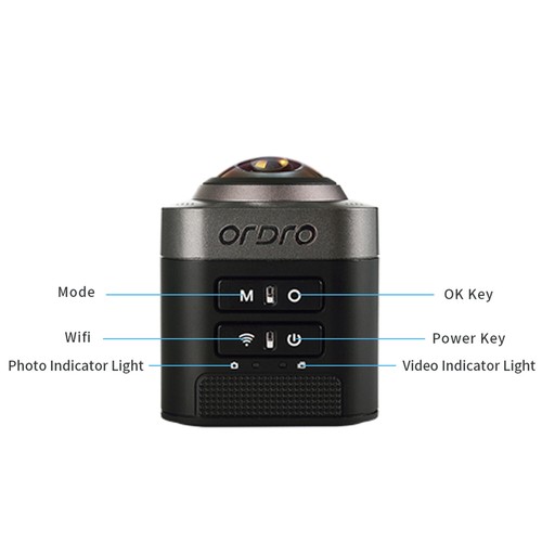 ORDRO D5 Portable 360° Panoramic Camera HD 1080P Mini WiFi Action Camera - Picture 7 of 14