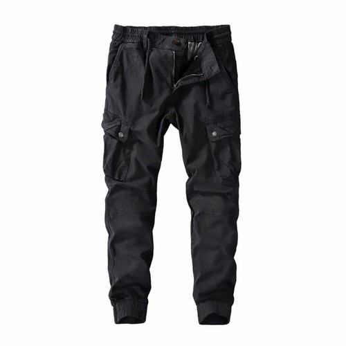 Mens Cargo Khakis Slim Pants Drawstring Elastic Waist Tapered Trousers Sporting - Picture 5 of 14