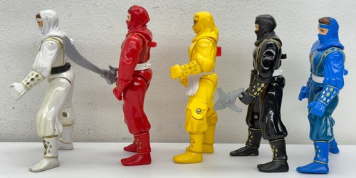 1995 Mighty Morphin Ninja Ranger LOT Pink Blue White Red Black Yellow FULL SET - Picture 3 of 13