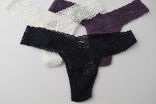 3 NEW Victoria's Secret VTG 2009 Stretch Lace Thong Panties Lot ONE SIZE