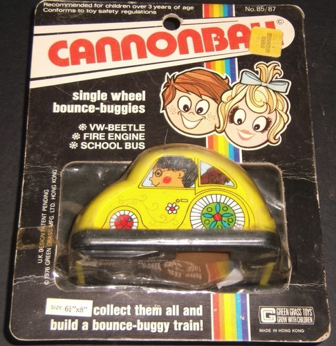 Vintage CANNONBALL VW Beetle single wheel bounce-buggies Green Grass Toys 85/87 - Picture 2 of 2