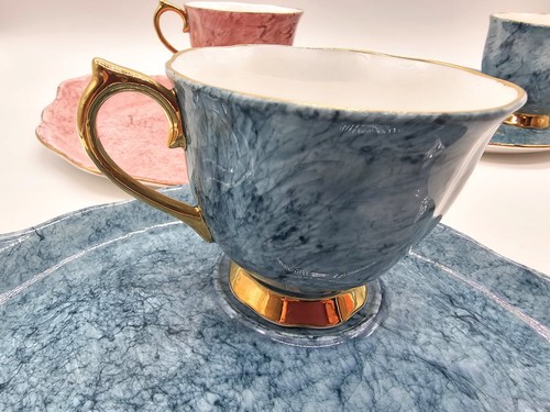 Royal Albert Gossamer Bone China Snack Teller & Teetasse 4er Set Rosa & Blau - Bild 6 von 10