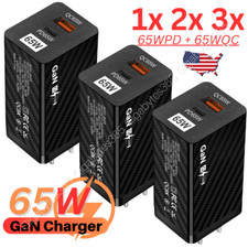 1-3PACK 65W GaN USB Type C Charger PD QC3.0 Adapter Lot For iPhone Samsung Brick