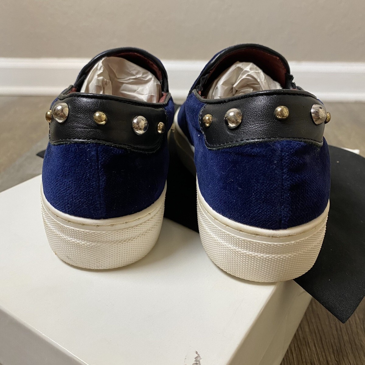 Maje Women’s Dark Blue Velvet Slip-Ons blue MAJE Women Shoes - Vestiaire Collective main image 2