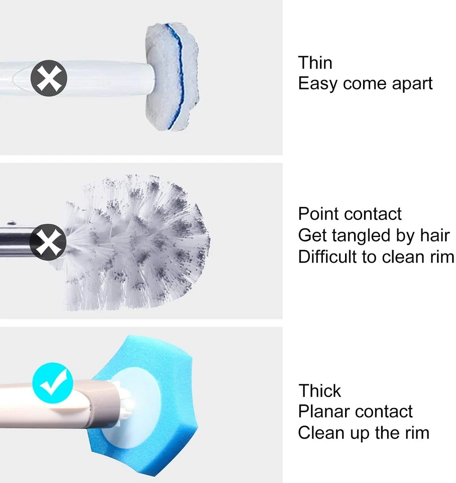 BOOMJOY Disposab Toilet Brush Replaceable Head Long Handle Bathroom Brush - image 3 of 4