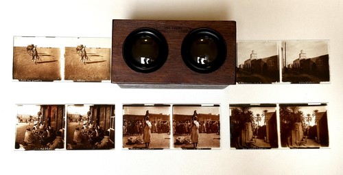 5 très belles plaques de verre stéréo Afrique et visionneuse circa 1910 - Foto 2 di 13