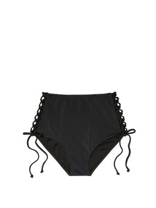 black strappy high waisted bikini bottoms