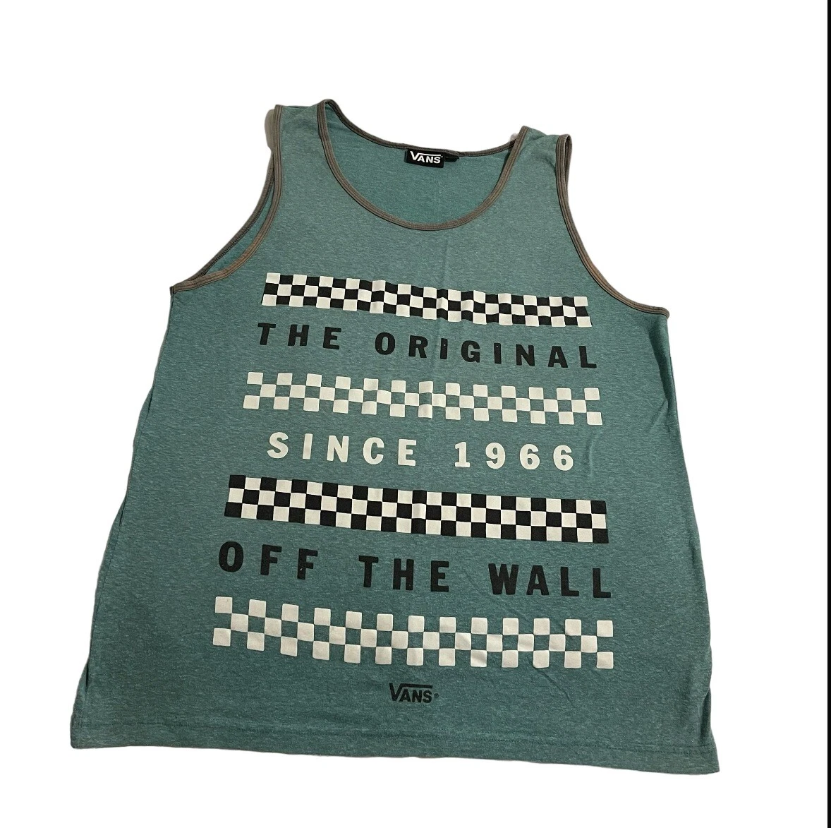 Vans Shirt Men Large Green Cotton Tank Top Sleeveless Lightweight Logo Summer
