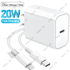For iPhone 11/12/13/14 Pro/X Fast Charger 20W PD Cable Cord Type-C Power Adapter