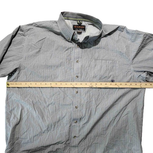 Ariat Pro Series Mens Gray Long Sleeve Button Down Checkered Shirt Size XXL - Picture 2 of 4