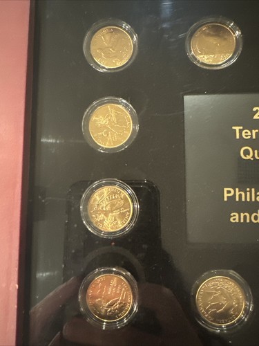 2009 Territorial Quarters Philadelphia And Denver 24K GOLD Plated Mahogany Set - Picture 5 of 24