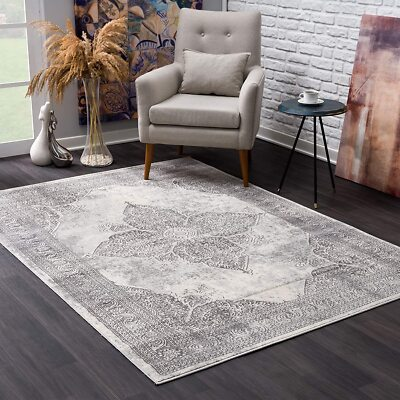 #ad 5#x27; X 8#x27; Gray Distressed Medallion Area Rug $161.11