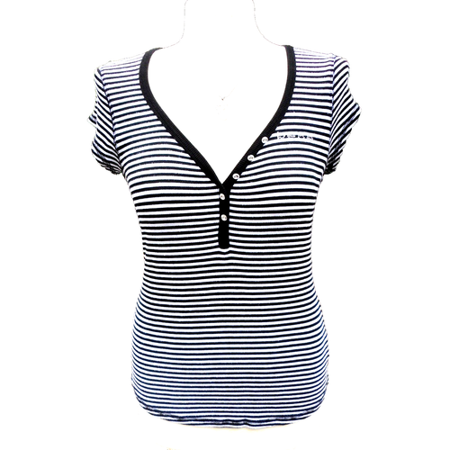 98 $ Retro Barbiecore BEBE Logo schwarz weiß Strass Streifen Top Normcore L - Bild 1 von 5