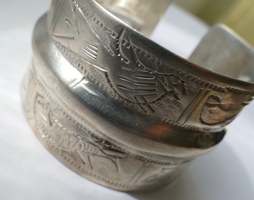 Breiter Armreif Vogel - Fisch - Motiv Silber Vintage 70er bangle silver - Bild 2 von 4