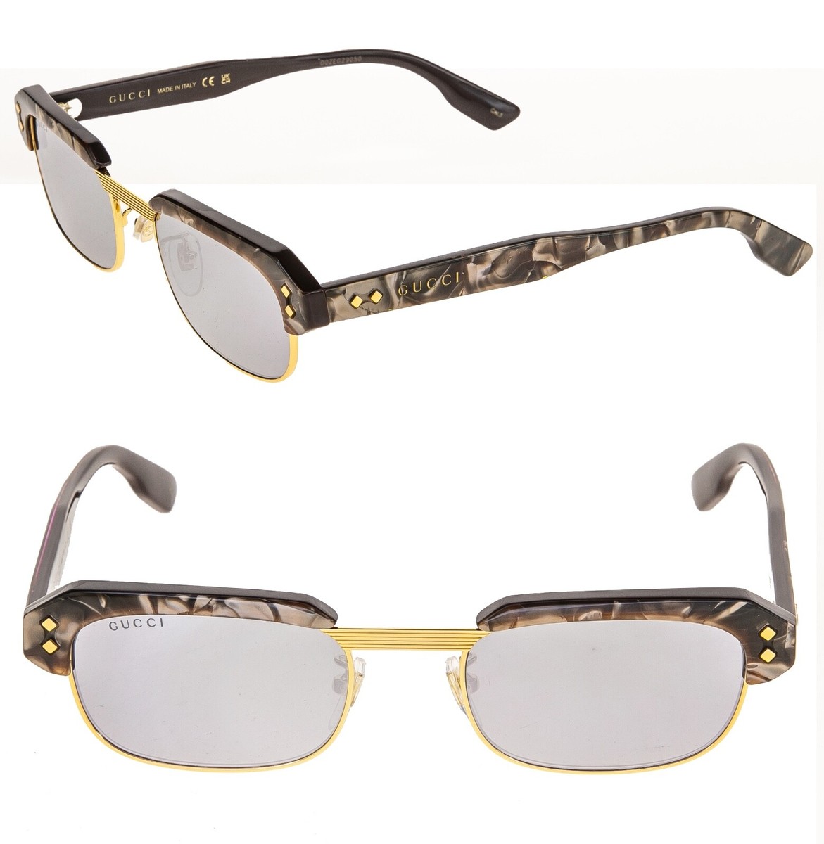 GUCCI 1480 Brown Smoke Silver Mirror Sport Aviator Gg1480S GUCCI 1480 Brown Smoke Silver Mirror Sport Aviator Gg1480S