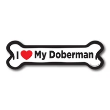 I Love My Doberman Dog Bone Car Magnet - 2x7 Dog Bone Auto Truck Decal Magnet