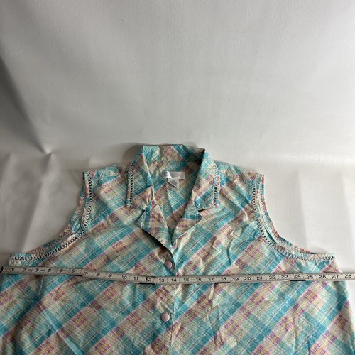 Classic Elements Womens Night Gown Size 2X Colorful Plaid Sleeveless w/ Pockets - Picture 12 of 12
