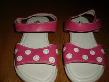 NEW Girls Size 1 Euro 31 Puddle Jumpers Leather Sandals Pink w White Polka Dots