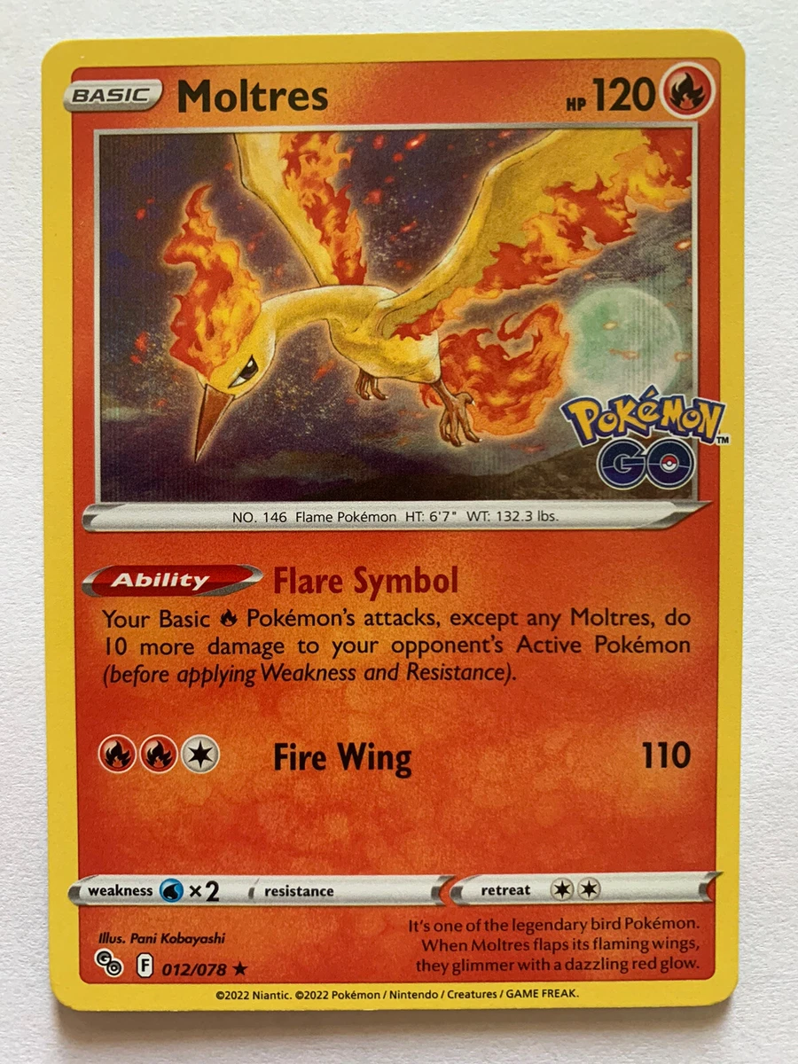 Pokemon MOLTRES 012/078 - Pokemon GO - RARE HOLO - MINT