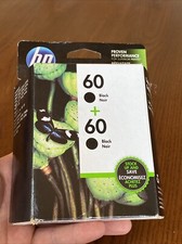 HP 60 Black Ink Cartridge - Twin Pack DECEMBER 2017 Sealed Brand New Box Of 2