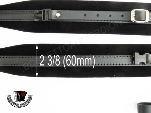 Accordion Shoulder Straps 2 3/8" Genuine Italian Leather / Velvet + BackStrap - Picture 6 of 12