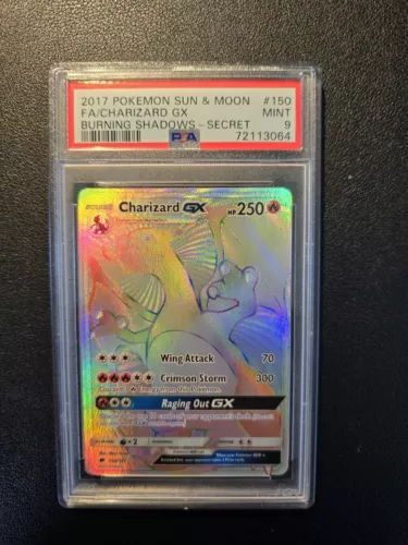 2017 Pokemon Sun & Moon FA Charizard GX Burning Shadows Secret 150/147 PSA 9