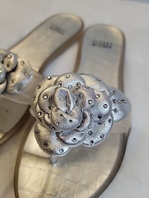 Stuart Weitzman Women's Silver BLOOM Rhinestone Flower Jelly