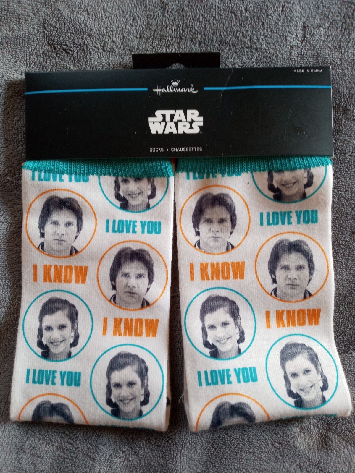 SAOLA Calze Hallmark Star Wars Crew Han Solo e Princess Leia taglia unica NUOVE