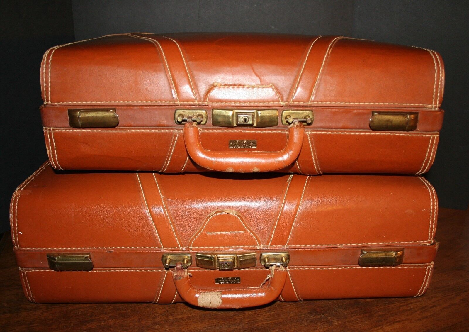 VTG Leather Suitcases Hard Shell RETRO AIRPAK PAIR 1950s eBay