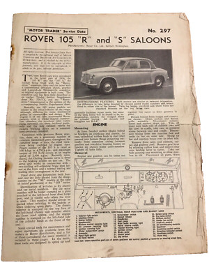 Rover 105 1957-1959 Tune-up Shop Service Repair Manual Book Motor Trader Data 58