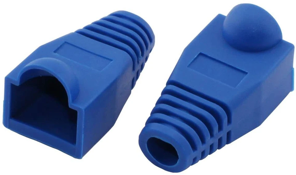 Cat5e Cat5 Cat6 RJ45 Boot End Cap Blue Connector Modular Head Plug Cable Lot - Image 2 of 4