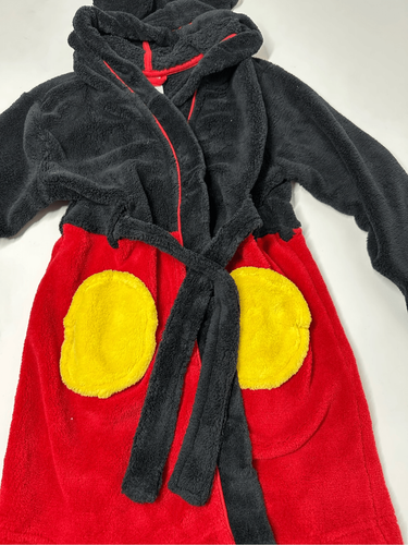 DISNEY Mickey Mouse Kids Fleece Robe Size 5/6 Belted Mickey Mouse Ears Hooded - Picture 6 of 12