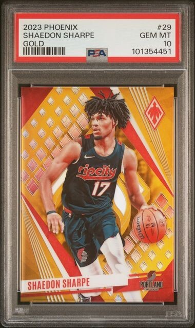 2023 Panini Phoenix #29 Shaedon Sharpe Gold Prizm SSP /10 PSA 10 GEM Blazers
