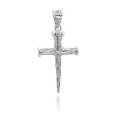 Silver Nail Cross Pendant Necklace