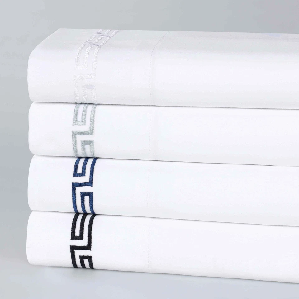 Harrison Cotton Greek Key Breathable Embroidered Deep Pocket Bed Sheet Set - Image 2 of 3