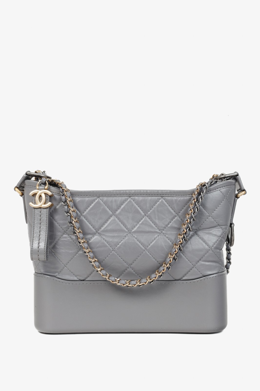 Chanel Gabrielle Quilted Hobo Bag in Aged Grey Calfskin with Crossbody Strap