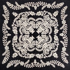 Mini Basket design finished wall quilt - Hand applique - Black White