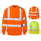 Hi Viz Crew Neck Safety Swearshirt Top Mens Visability Workwear Security Jumper