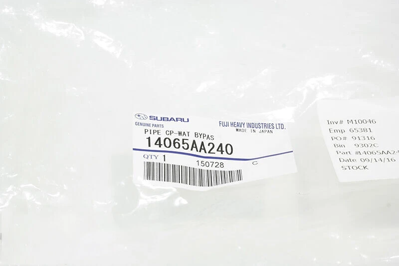 NUEVO 04-08 Subaru Bomba de Agua Bypass Pipe Forester Impreza Legacy OEM 14065AA240 Foto 4 de 4