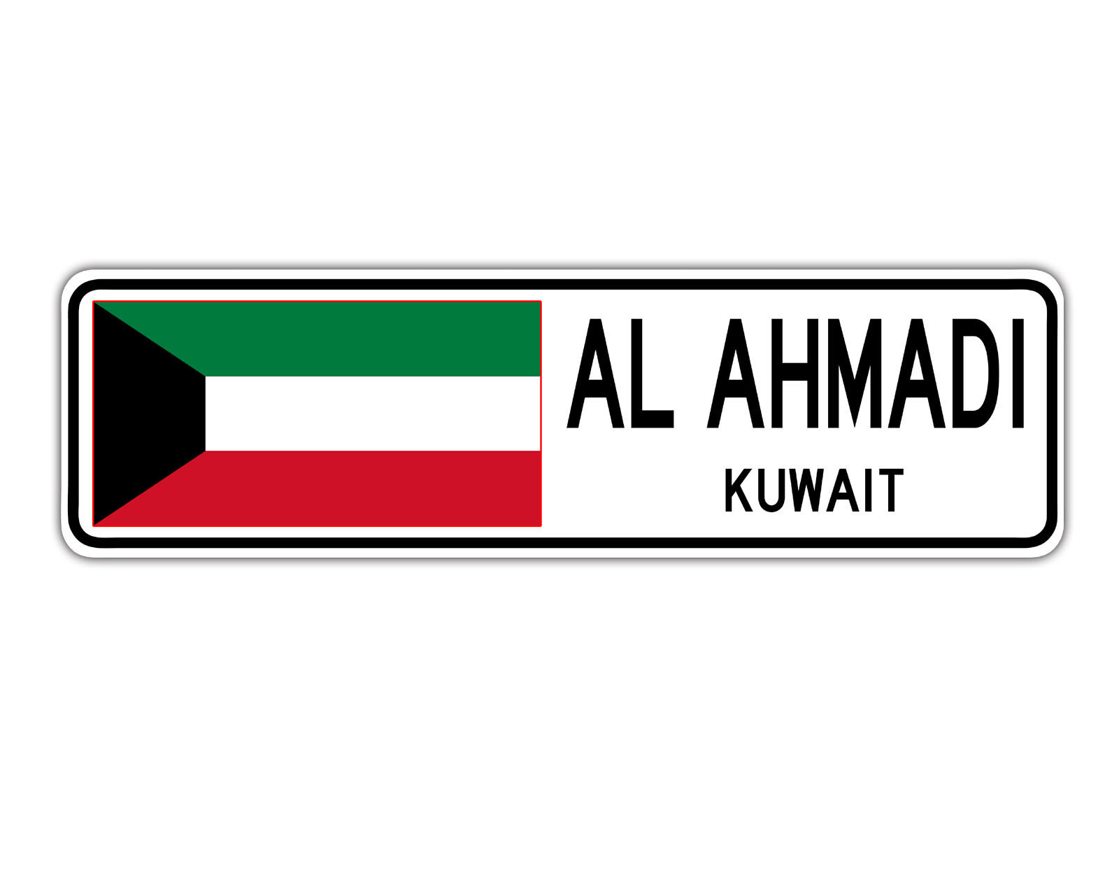 Al Ahmadi City Street Sign Kuwaiti Country Flag Wall Decor Aluminum